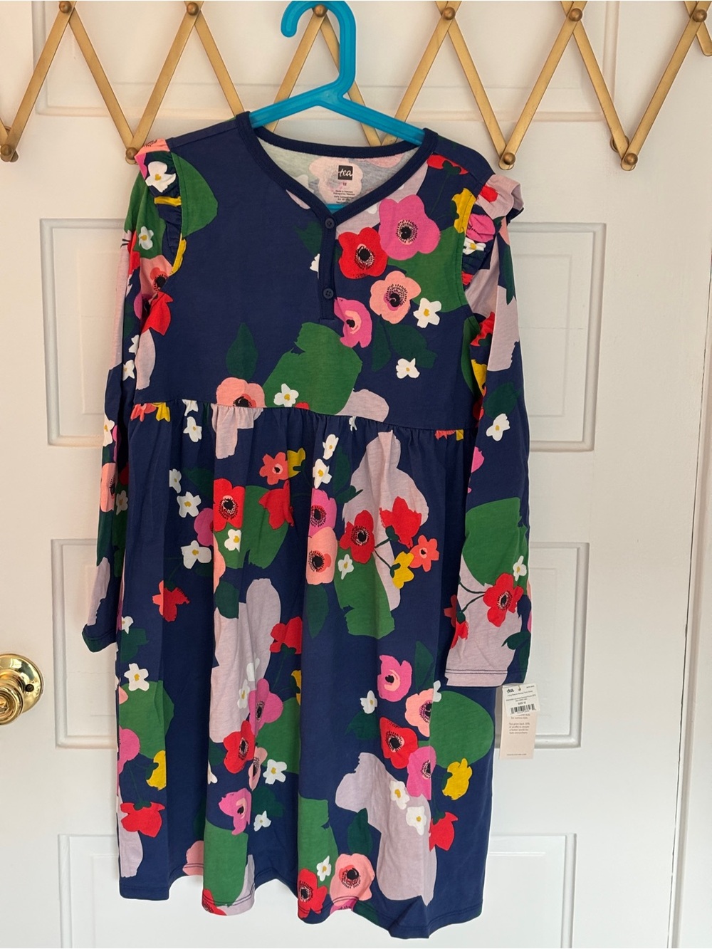 Tea Collection Girls Long Sleeve Henley Twirl Dress Size 12